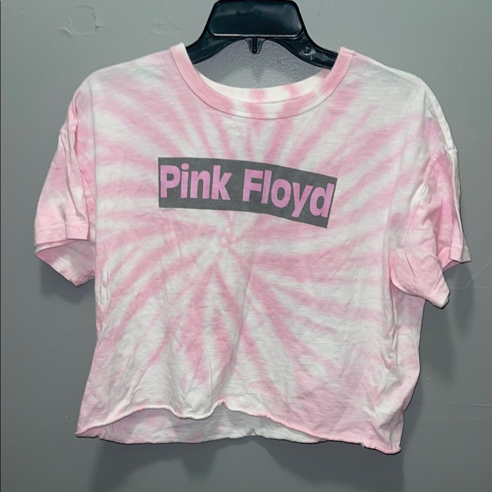 Pink Floyd World Tour 87‎ Tie Dye Crop Top Graphic Tee Pink White Size Medium